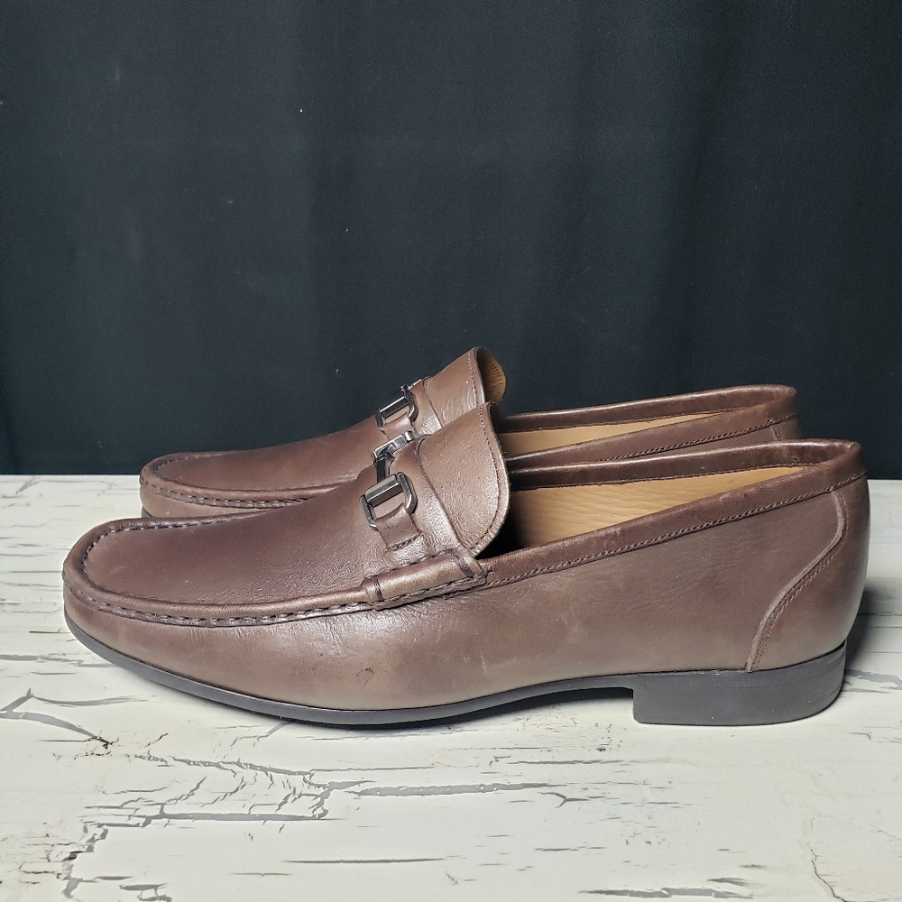 Peter Millar Crown Leather Horse-Bit Loafers (style ME0F51) - Men's size 10 M